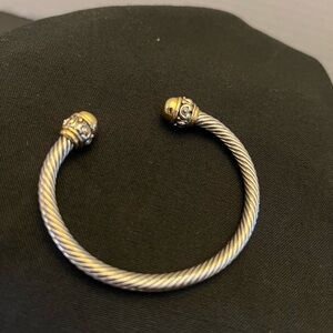 Bali Style Elegant Two-Tone Twisted Cable Cuff Bracelet